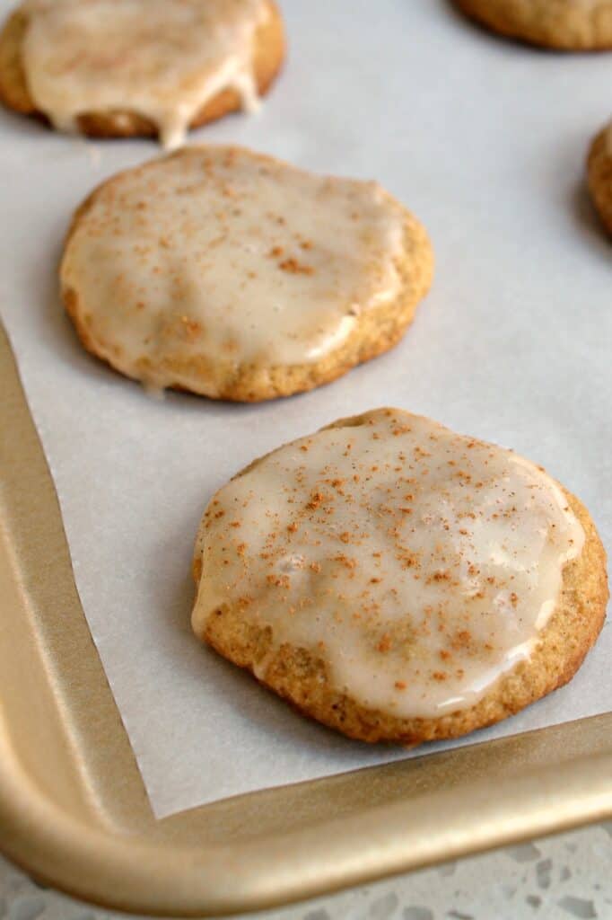Fun and festive Eggnog Cookies have the rich creamy taste of eggnog and the perfect blend of spices all topped with a light eggnog glaze. They are delicious and easy to make holiday cookies. 