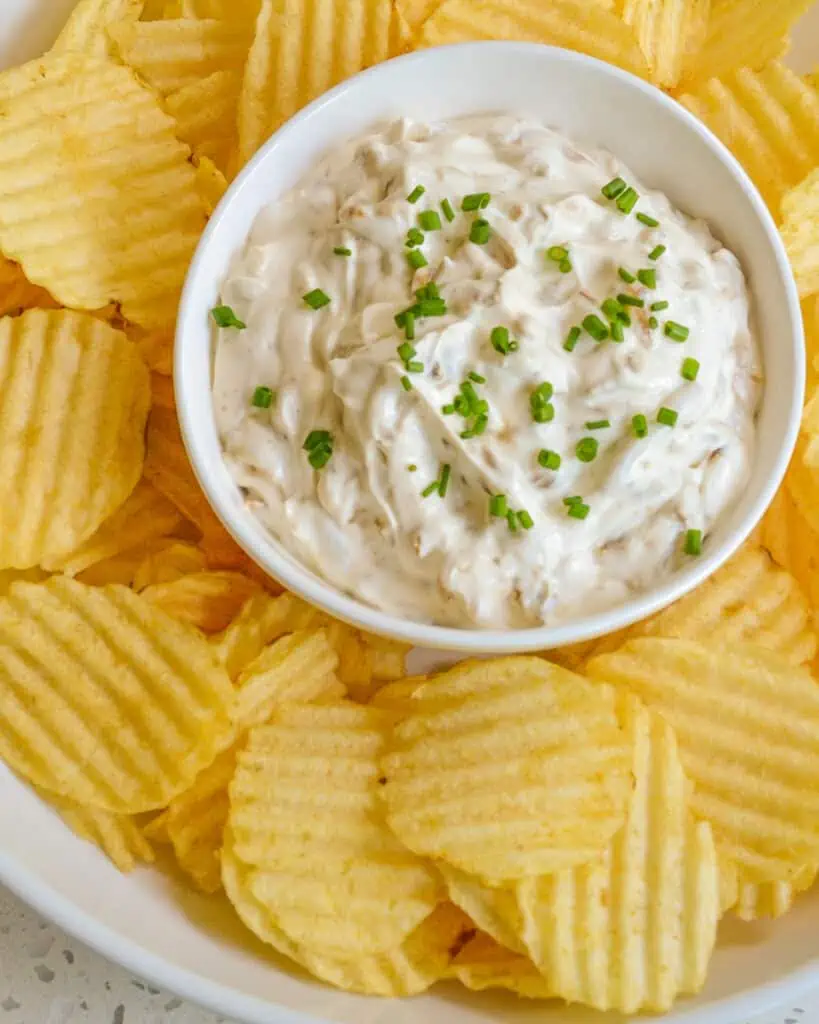 This made from scratch French Onion Dip is made with sweet caramelized onions, sour cream, mayonnaise, and a few easy pantry spices.  