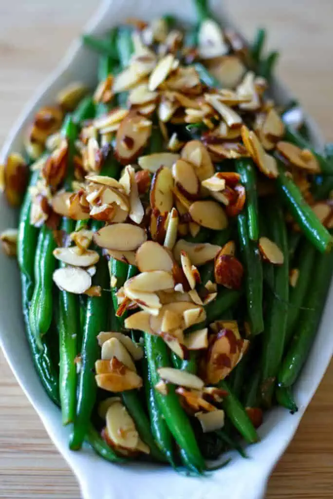 This green bean side dish comes together quickly and easily, making it a favorite side dish for Thanksgiving and Christmas.