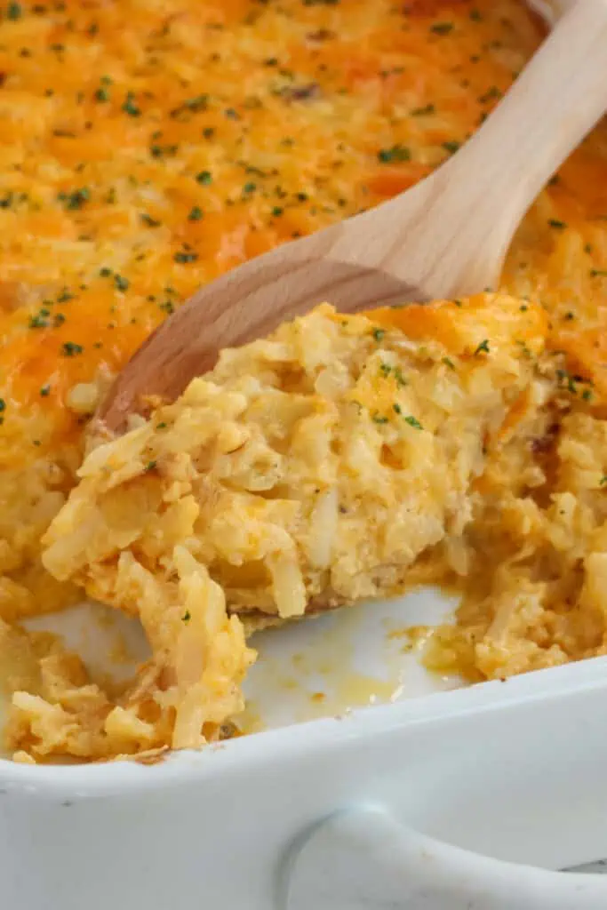This cheesy casserole is a tasty side dish for chicken, beef, pork, or fish and one that my family enjoys over and over again because we love it so much. 