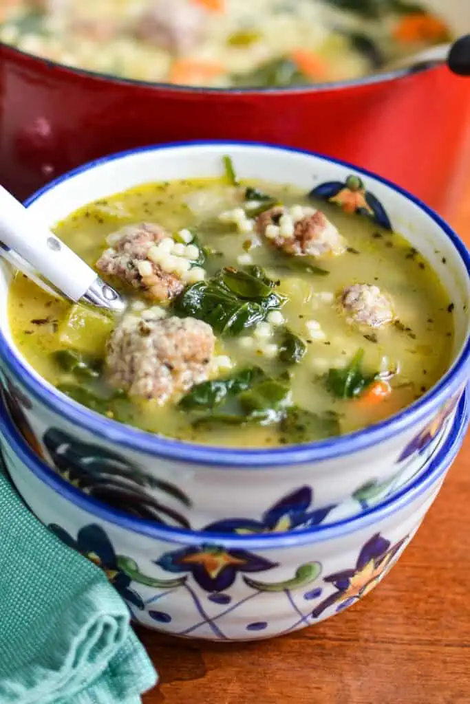 The name wedding soup comes from the Italian phrase minestra maritata, which means married soup, not as in wedding nuptials and bells but in the marriage of delicious flavors and tastes that complement each other. 
