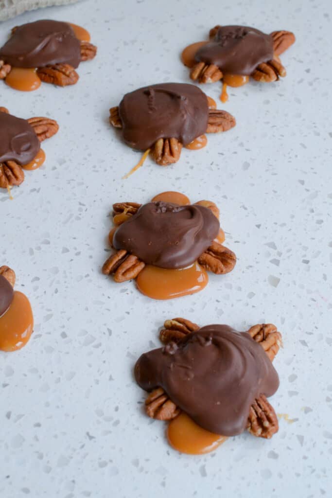 Chocolate Pecan Turtle Clusters For extra flavor and fun, experiment with dark chocolate, milk chocolate, white chocolate, or any combination of these chocolates layered or drizzled. Or top with a sprinkle of sea salt.
