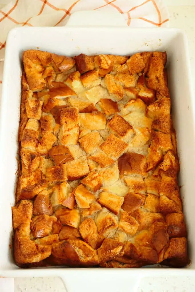Bake for 35-45 minutes or until the custard is set and the bread pudding is lightly 