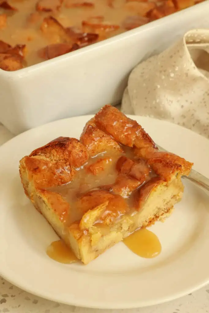 A delicious and easy old-fashioned bread pudding made with simple ingredients and drizzled with a five-ingredient luscious vanilla sauce.