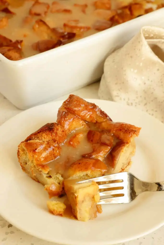 This quick and easy Bread Pudding with warm vanilla sauce is comfort food at its best. 