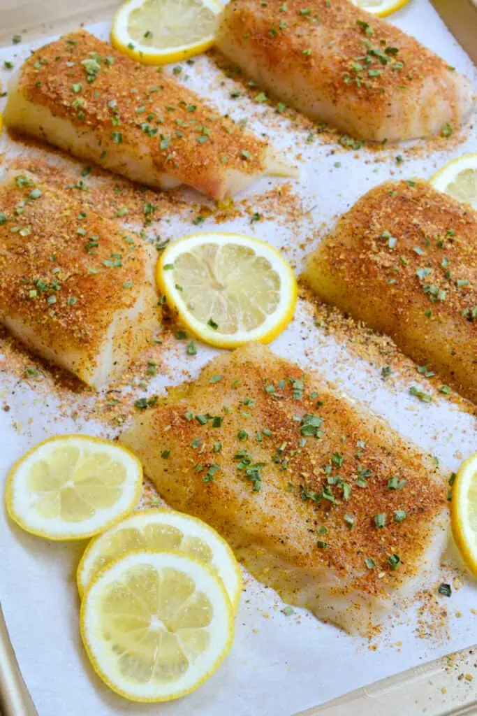 Lemon pepper fish baked top