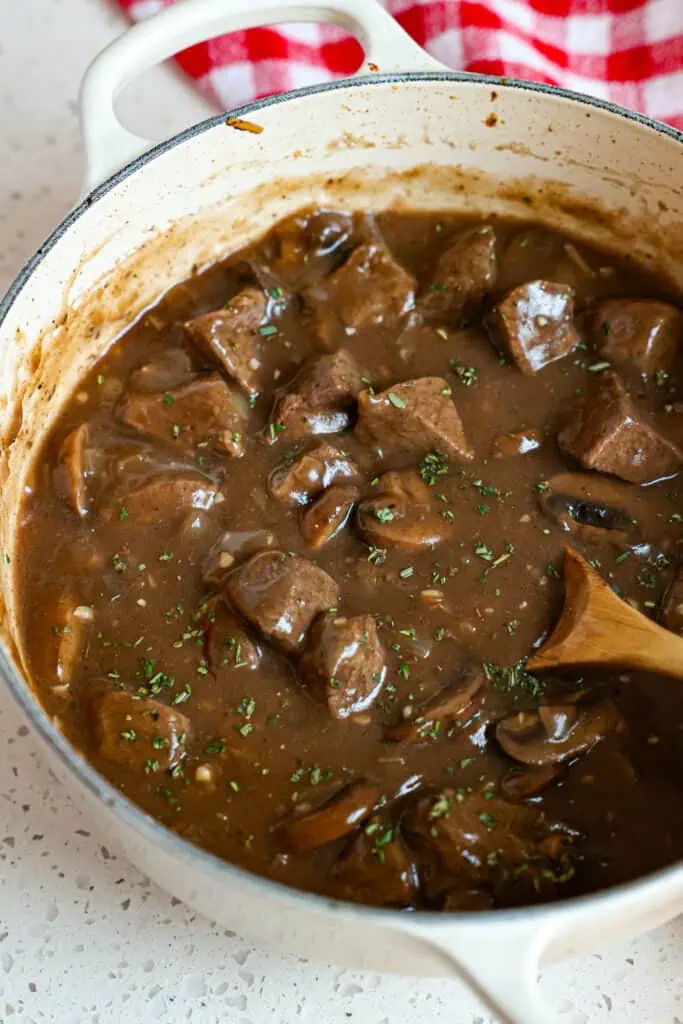 Beef Tips and gravy are quick to prepare, mouthwateringly delicious, and made with no canned soup.