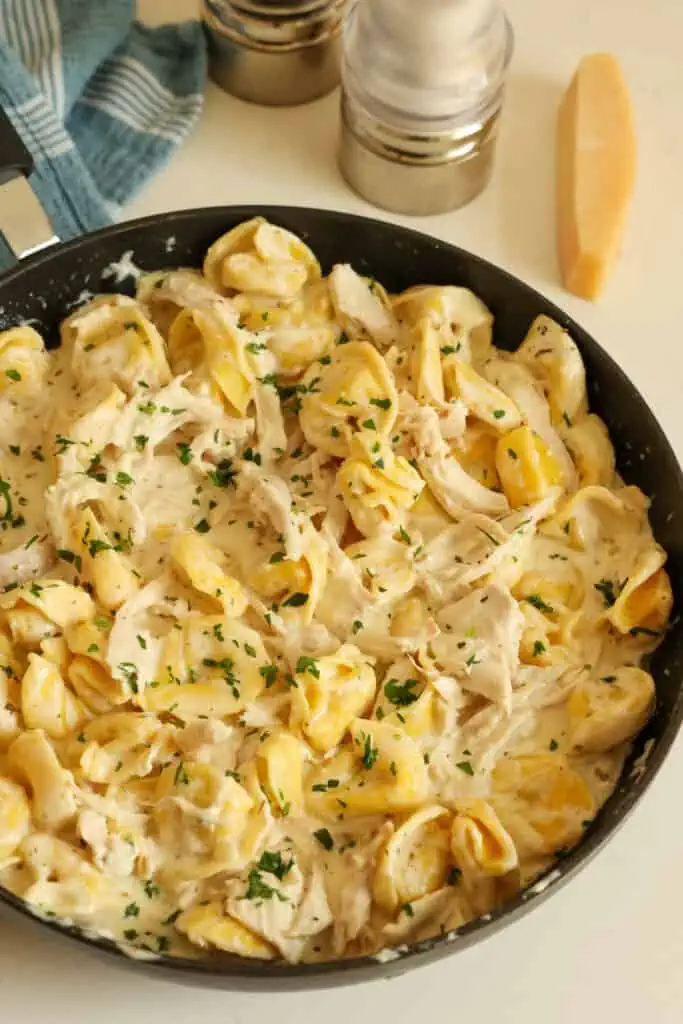 Chicken Tortellin Alfredo is just as tasty as Olive Garden's Chicken Alfredo Tortellini and a lot less expensive.