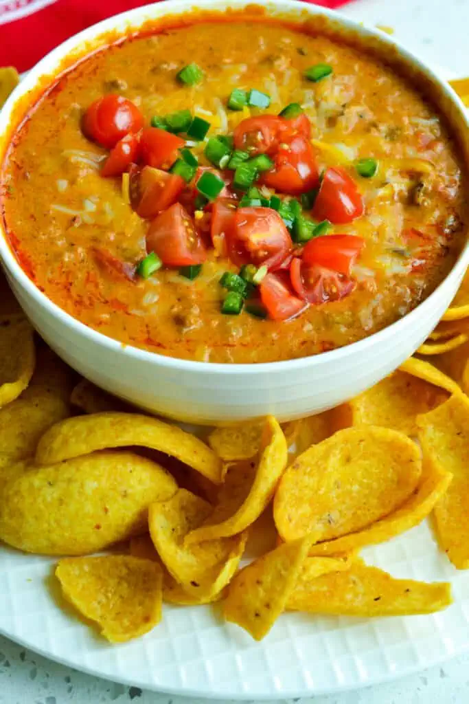 Chili Cheese Dip takes less than 15 minutes to make and it is always a game day hit with friends and family. 