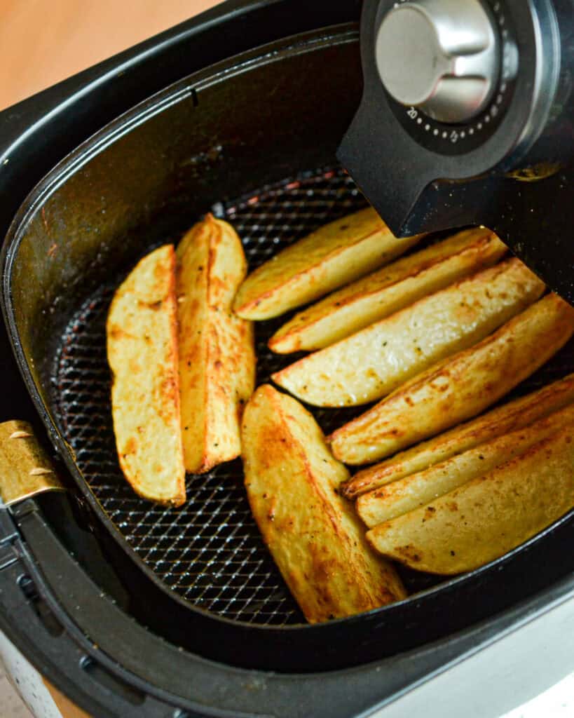 Potato wedges in an air fryer
