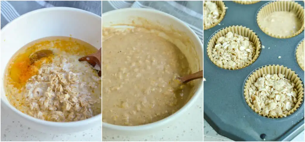 There are just a few simple steps to making Oatmeal Muffins