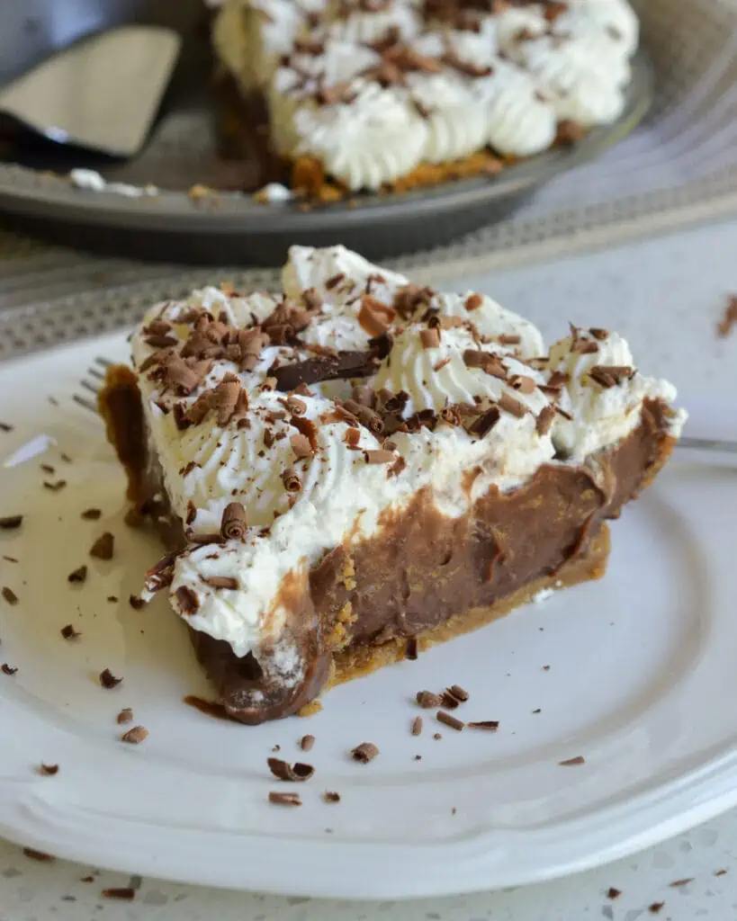 A chocolate lovers dream come true in this decadent creamy chocolate pie. 