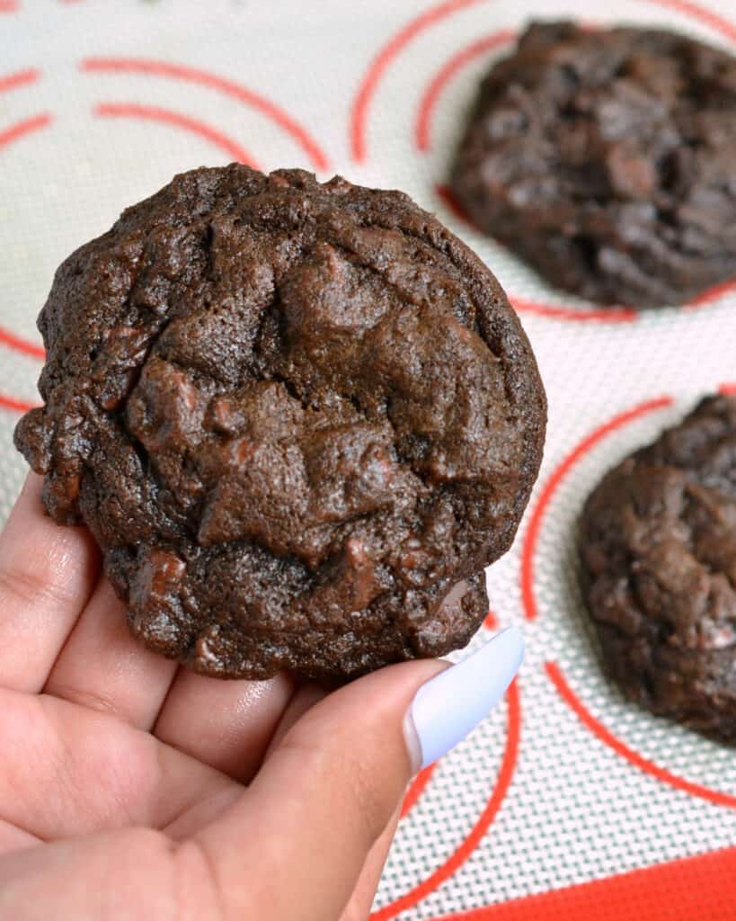 These Double Chocolate Chip Cookies are a chocolate lovers delight with a rich moist bite and a slightly chewy finish.