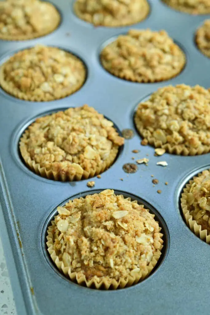 Let the muffins cool for about 5 minutes before removing them from the pan to a wire rack to cool. 