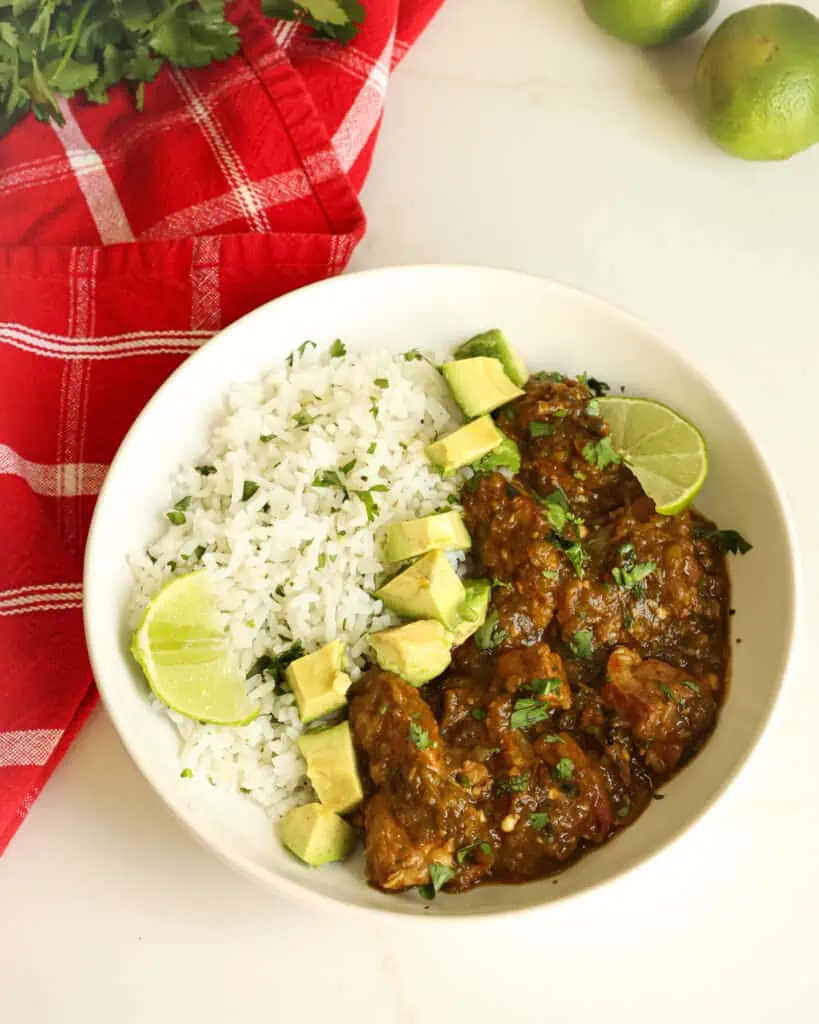 This recipe combines tender pork, tangy tomatillos, roasted poblanos and jalapenos, sweet onions, and flavorful spices for a tasty meal that the whole family will love. 