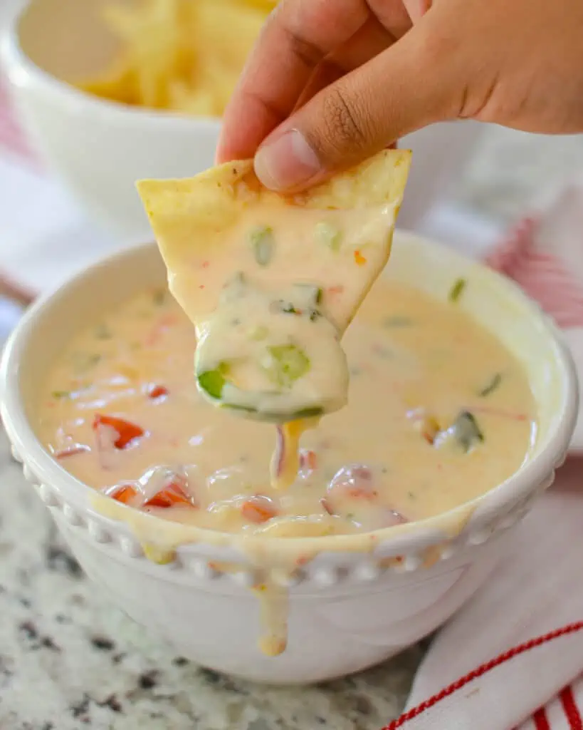 White Queso Dip is Mexican Restaurant quality smooth and creamy dipping cheese. 