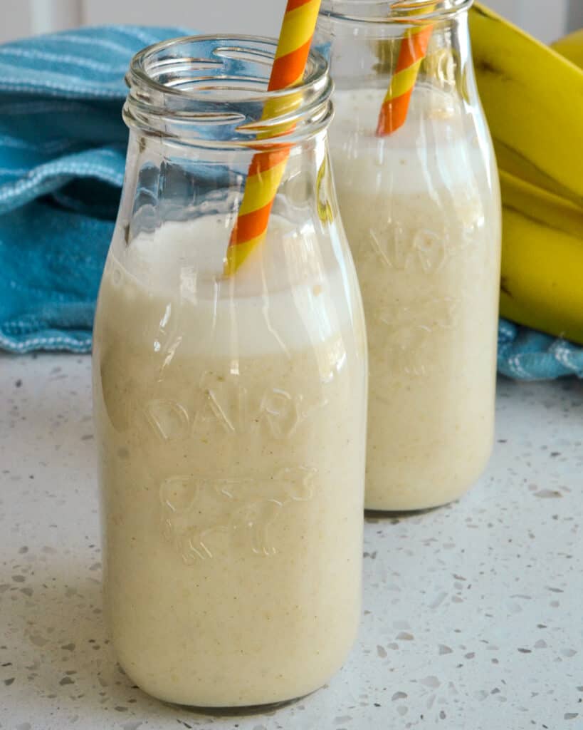 This easy Banana Milk has four all-natural healthy ingredients and no artificial flavors. 