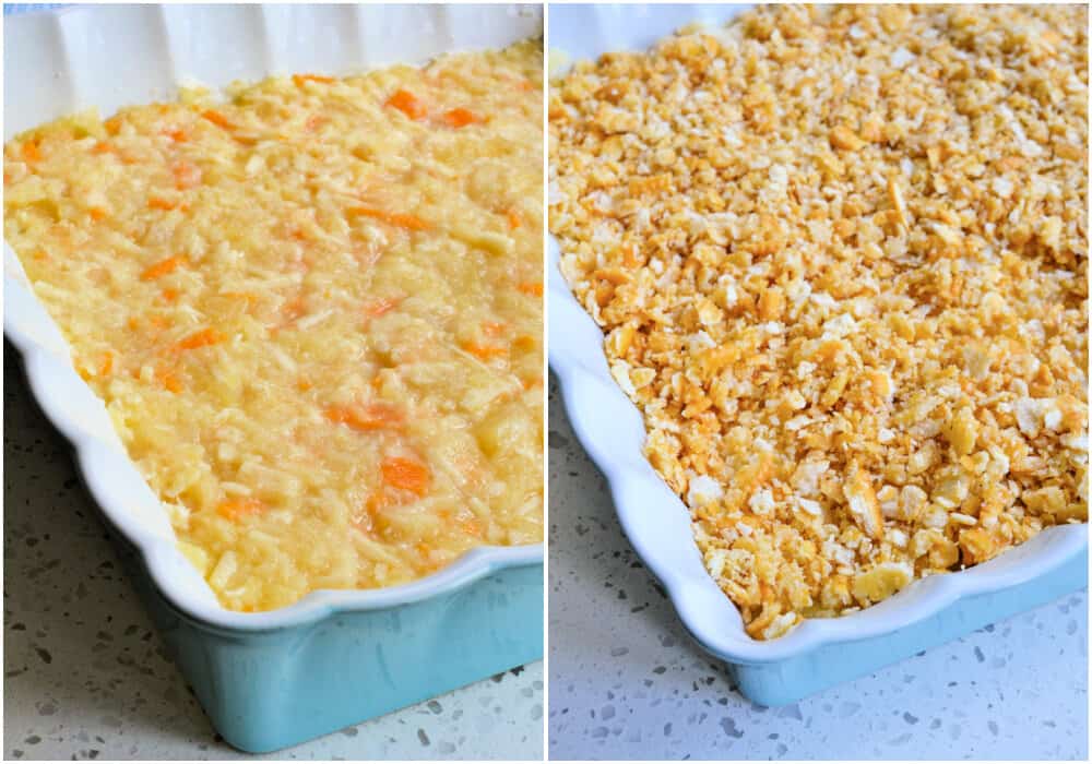 There are two steps to make a pineapple casserole