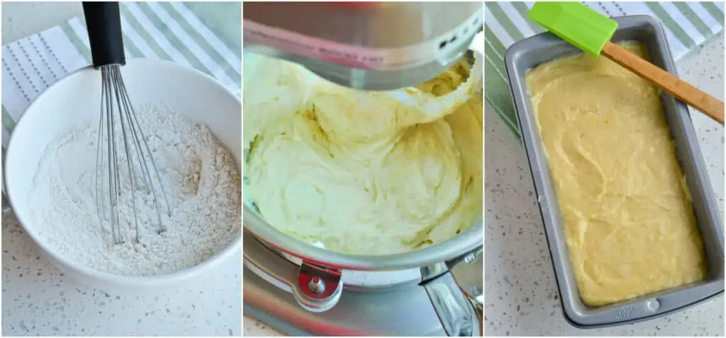 The steps to making a lemon pound cake