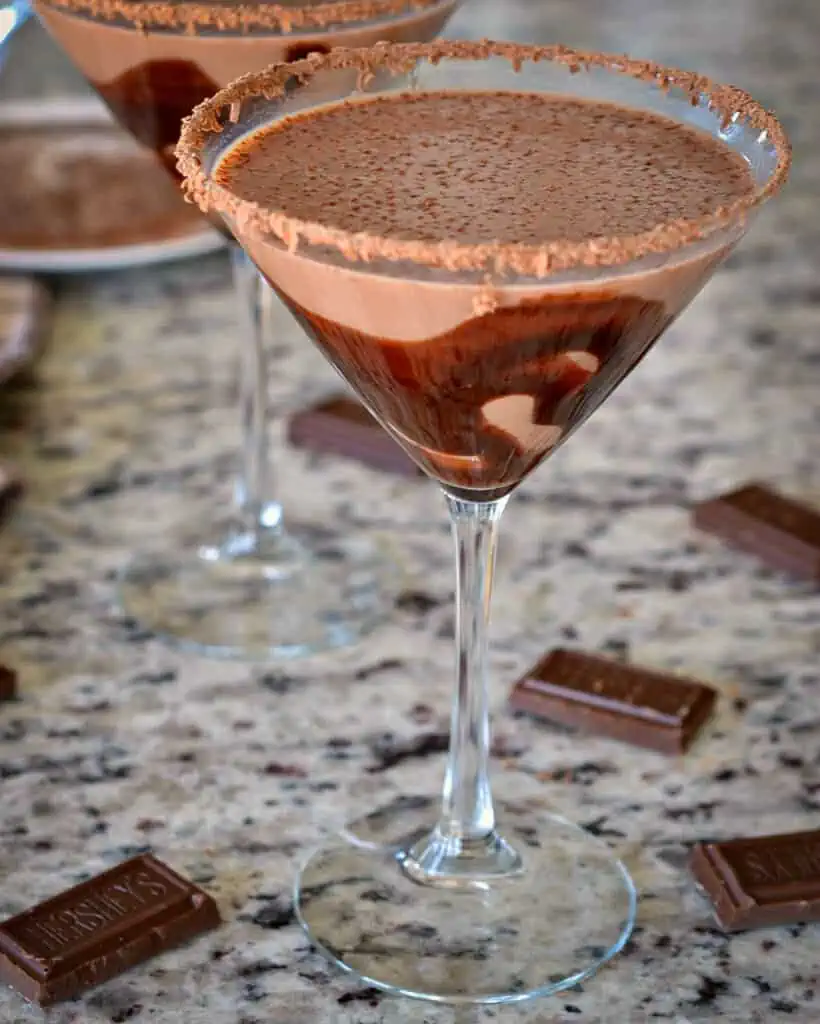 The Chocolate Martini is a delectable easy seven-ingredient cocktail made in less than three minutes.  This chocolate lovers' dessert cocktail is perfect for Easter, birthday celebrations, and bridal showers.