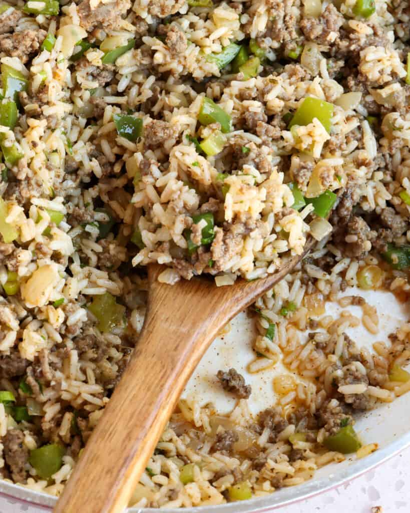 This is one of our favorite rice dishes with tons of Cajun flavors. It takes less than thirty minutes to prepare, is a family favorite, and is one of my most beloved Cajun dishes.