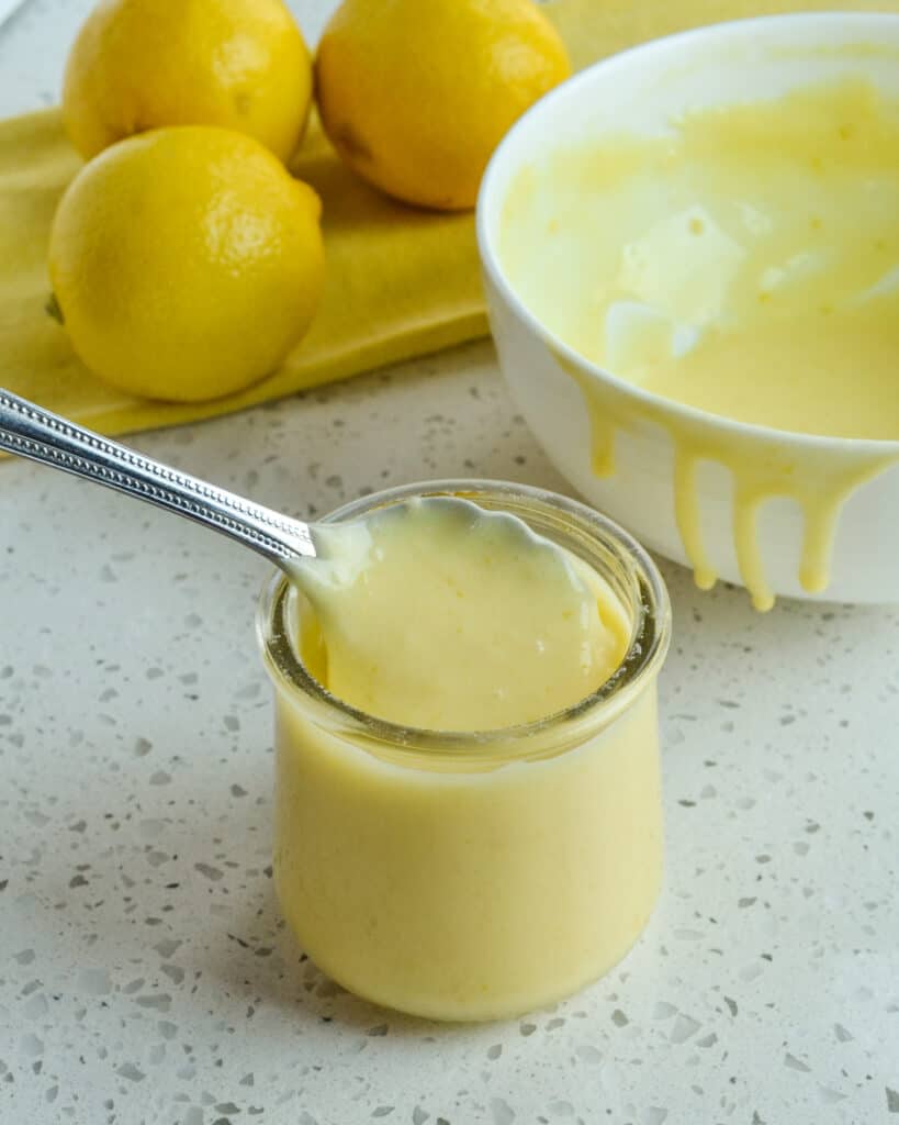 This easy five-ingredient homemade lemon curd is a lusciously creamy, tangy filling or topping for cakes, pies, cupcakes, tarts, and pastries. 