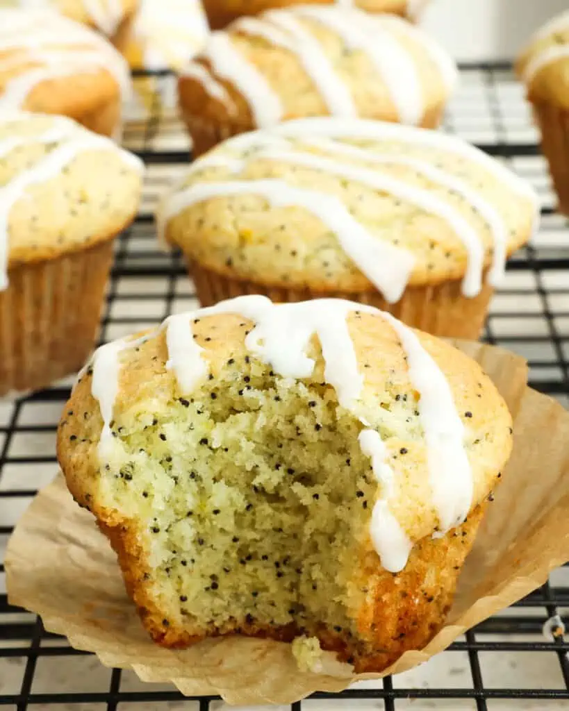 Quick and easy Lemon Poppy Seed Muffins with fresh lemon juice, lemon zest, sour cream, and poppy seeds make a moist and flavorful muffin for your morning coffee or evening dessert.