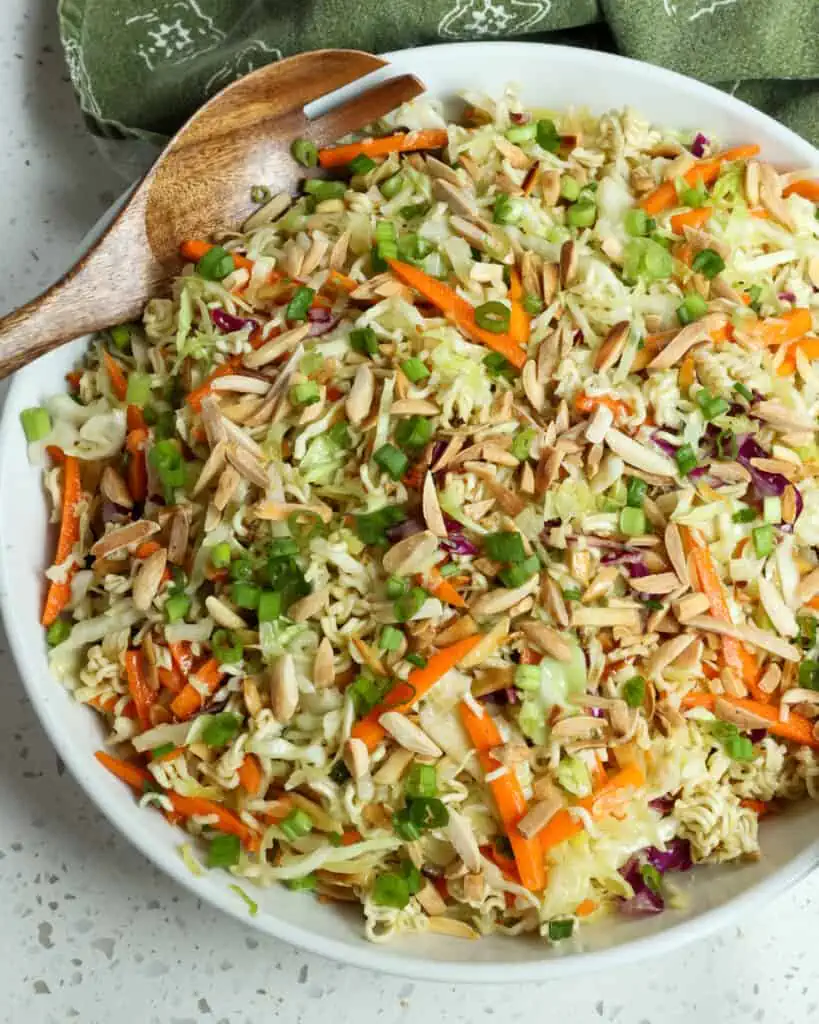 Ramen Noodle Salad is a quick and tasty side dish for all your summer grilling full of flavor from garlic and ginger. 