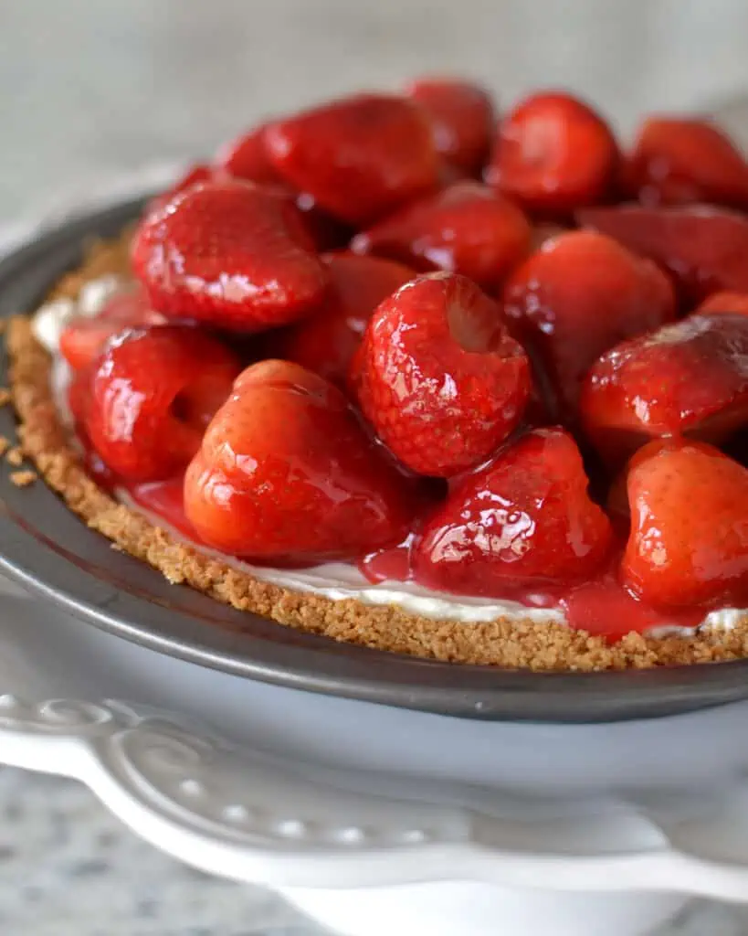 This gorgeous Strawberry pie is perfect for birthday celebrations, Valentine's Day, and spring and summer dinner parties.
