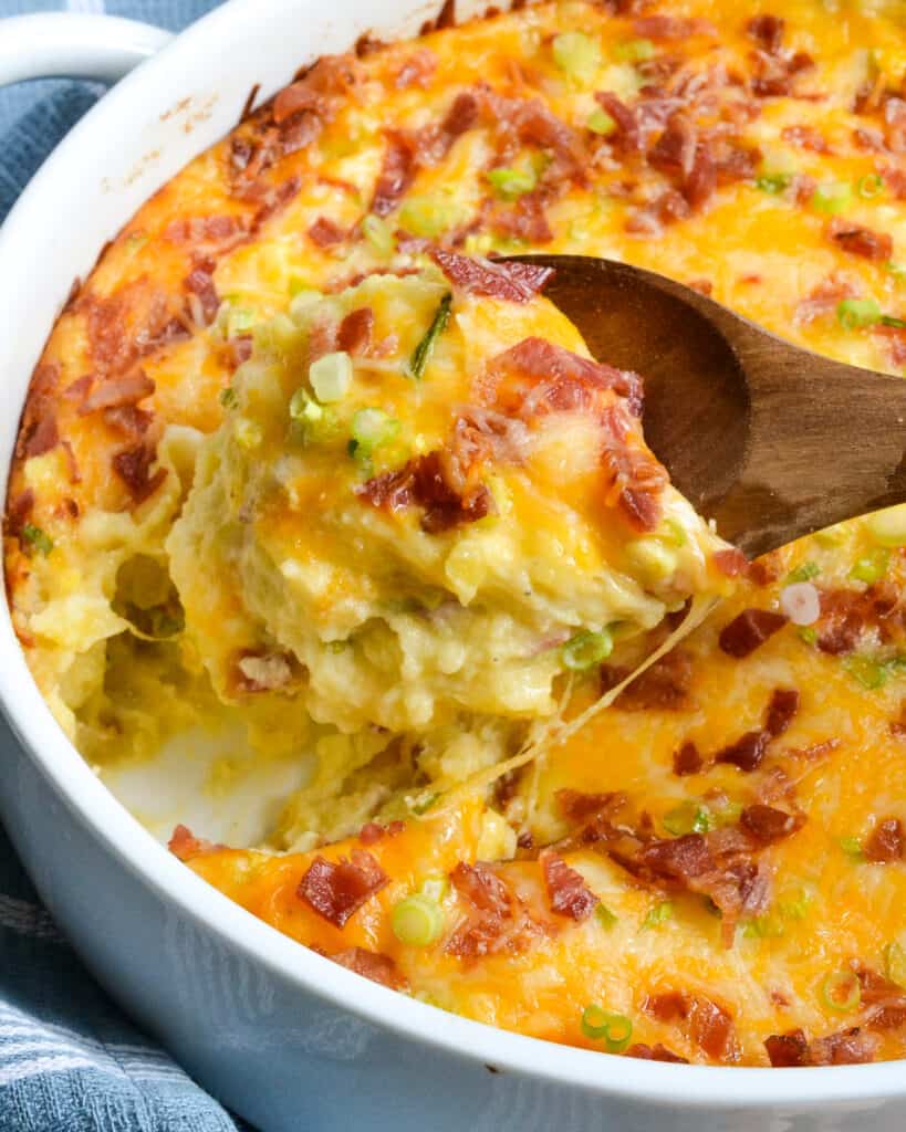 This tasty Twice Baked Potato Casserole has all the wonderful flavors of twice-baked potatoes with a lot less work.