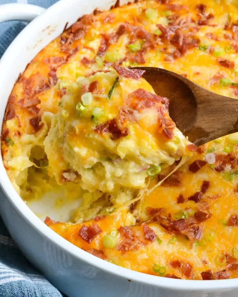 This tasty Twice Baked Potato Casserole has all the wonderful flavors of twice-baked potatoes with a lot less work.