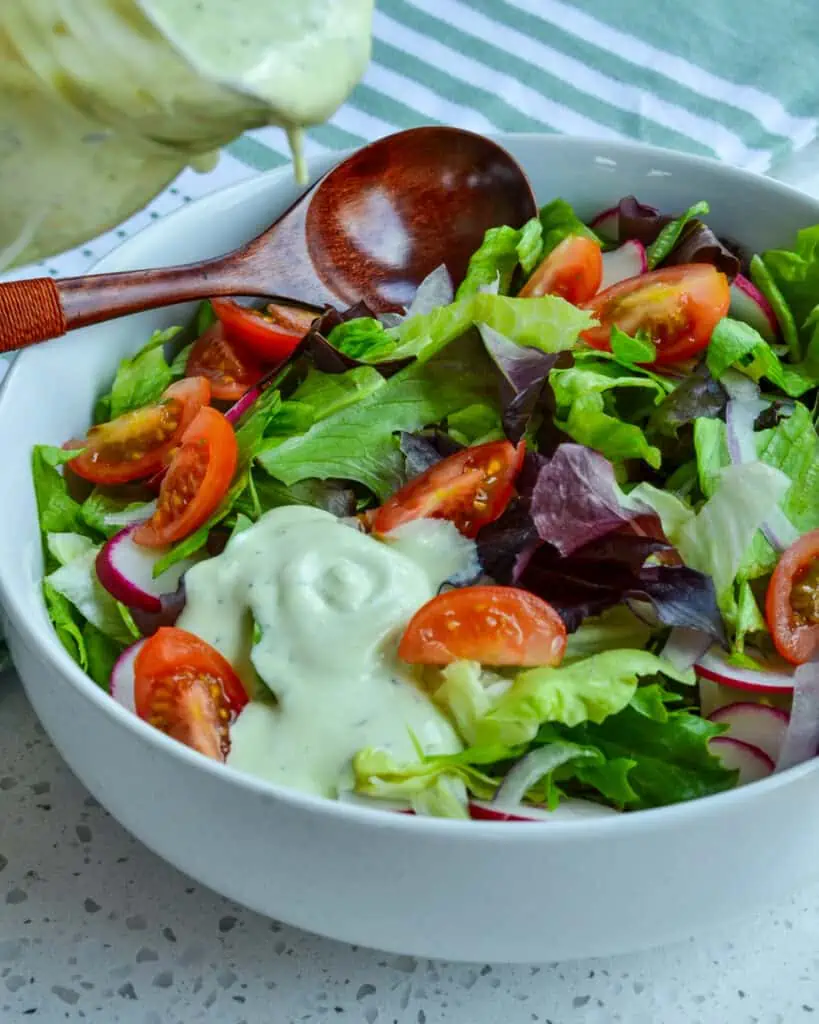 This is the best creamy Avocado Ranch Dressing made with sweet buttermilk, sour cream, mayonnaise, fresh chives, dill, parsley, and, of course, creamy avocado. 