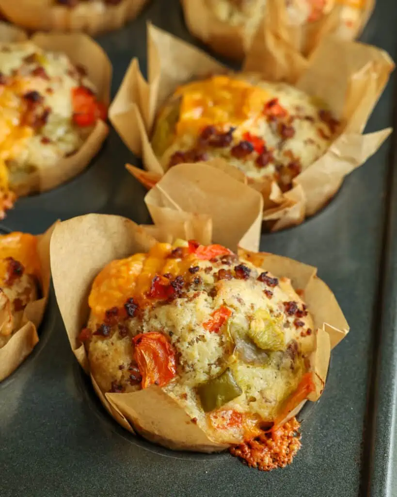 The end result is a beautiful hearty breakfast muffin full of the best that breakfast has to offer.