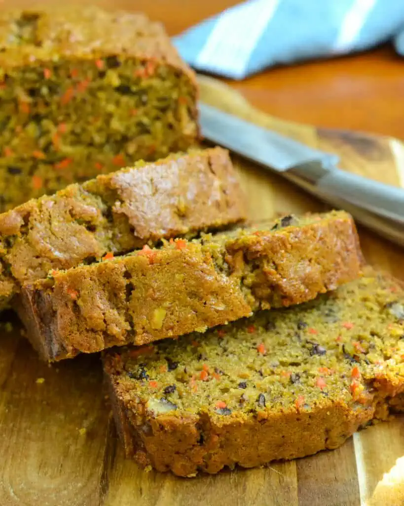 This delectable moist Carrot bread is ready for the oven in about 20 minutes and tastes just as good as any carrot cake with the perfect balance of spices.  It always gets rave reviews from family and friends.