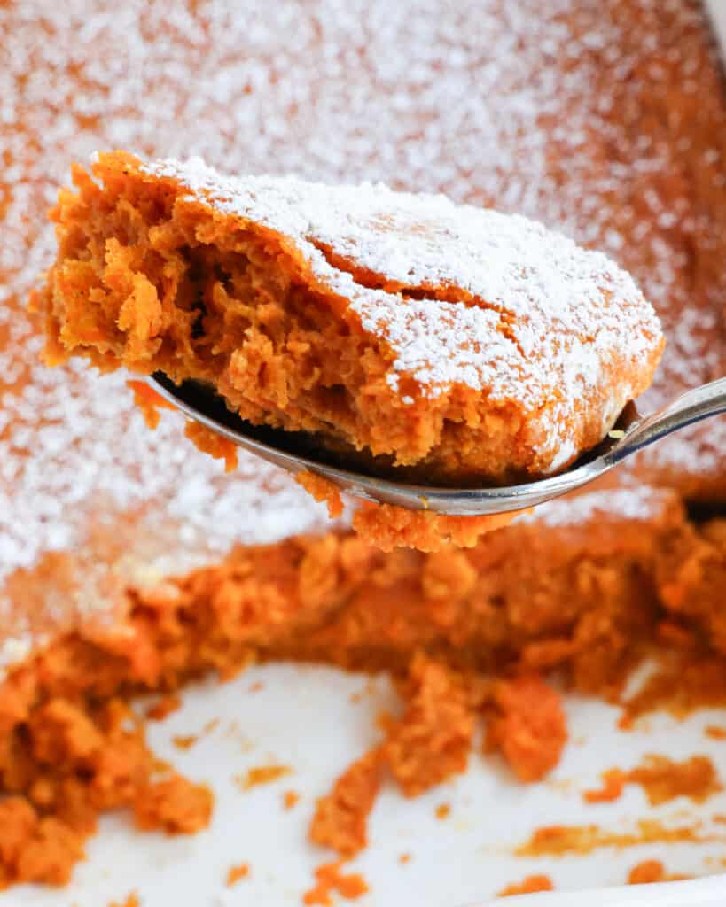 Carrot Souffle is a delicious side dish made with fresh carrots, cinnamon, nutmeg, butter, sugar, vanilla, and eggs.