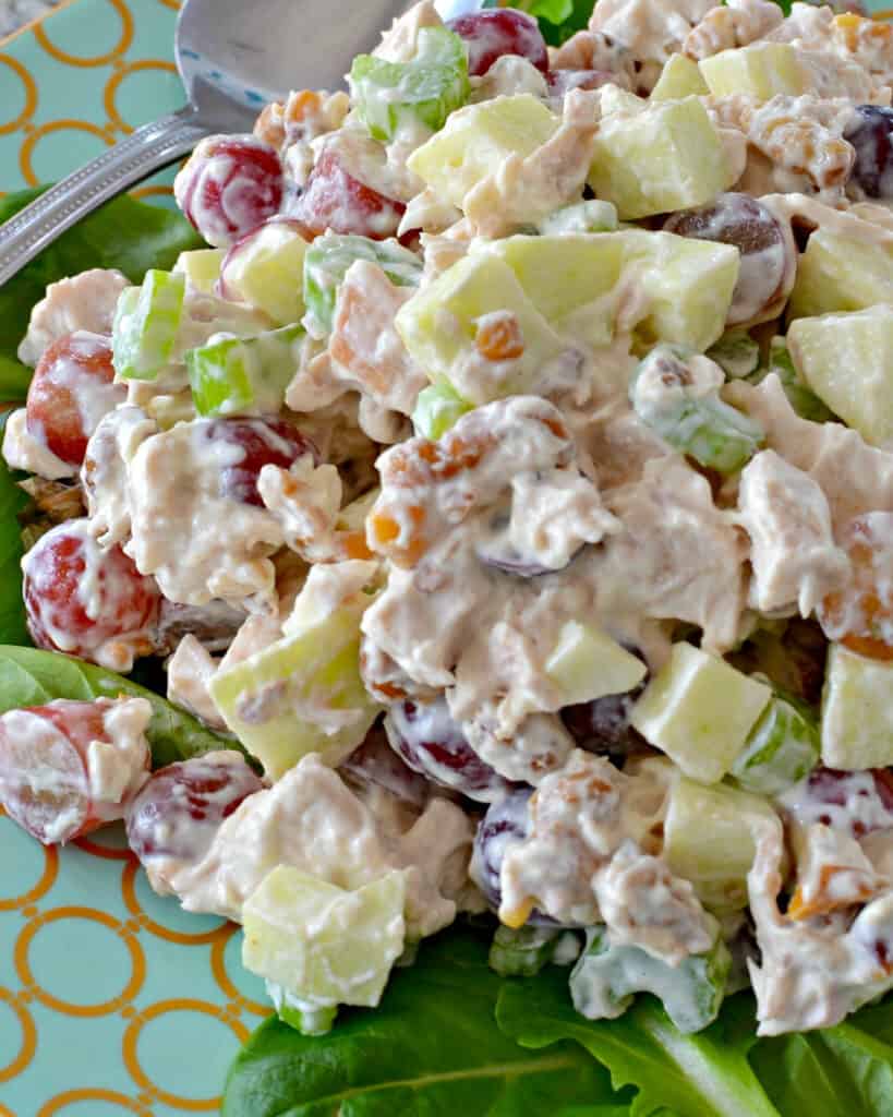 Serve Chicken Waldorf Salad on a bed of spring greens, stuffed in a sun-ripened tomato, or stuffed in a whole wheat pita.