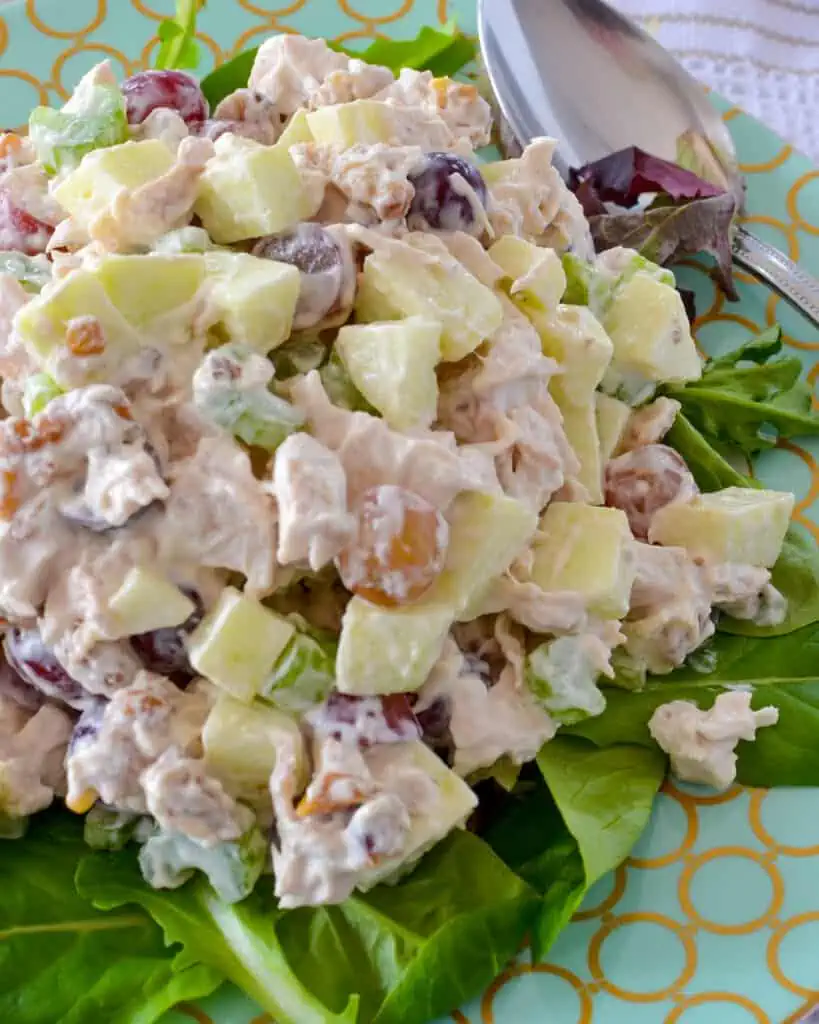 This refreshing and healthy Chicken Waldorf Salad with Grapes is perfect for a light lunch or a delicious side dish.