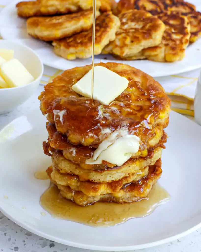 Perfectly crispy on the outside, light and fluffy on the inside! These corn fritters are the perfect side dish for a savory dinner like fried chicken.