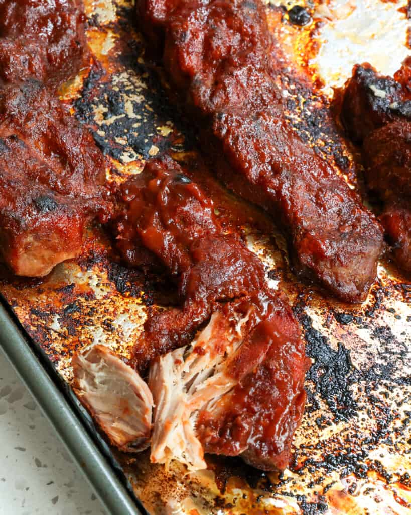 These Country Style Ribs are coated in an easy dry rub made with common pantry ingredients, then baked low and slow and coated with barbecue sauce. 