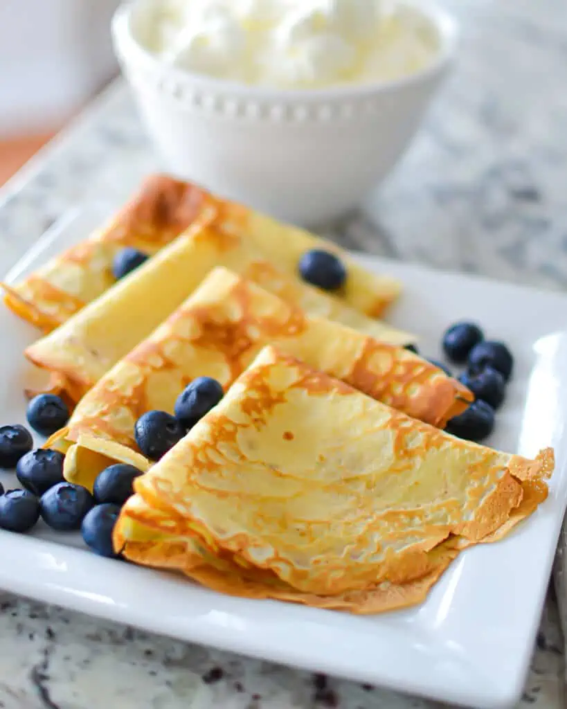 An easy crepe batter with sseven ingredients made in the blender in less than five minutes.