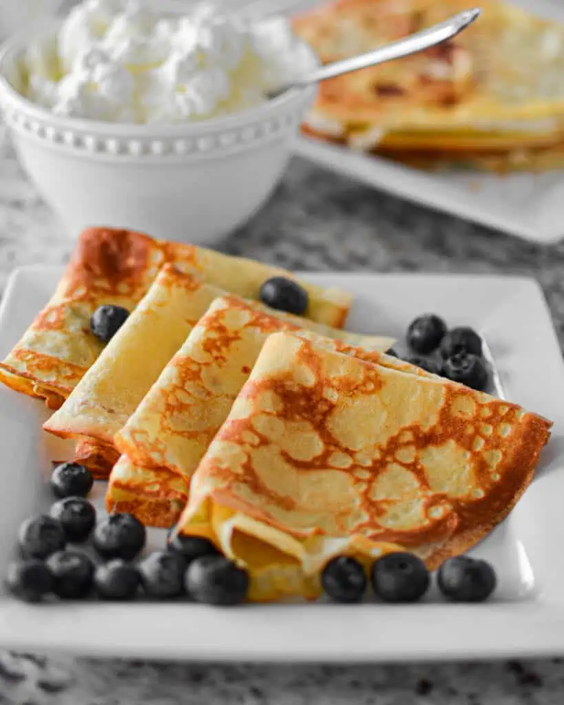 This Easy Crepe Recipe can be made a day in advance and stored in the refrigerator. 