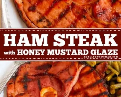 Grilled ham steak glaze top