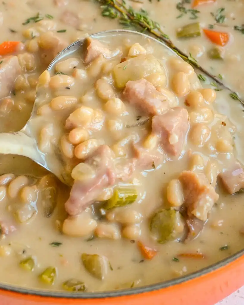 Nothing beats a warm bowl of ham and bean soup on a chilly day. 