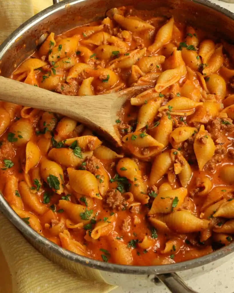 This delectable made from scratch cheesy homemade Hamburger Helper recipe brings all the flavors of cheeseburgers into an easy one pot meal that is ready in less than 30 minutes. 