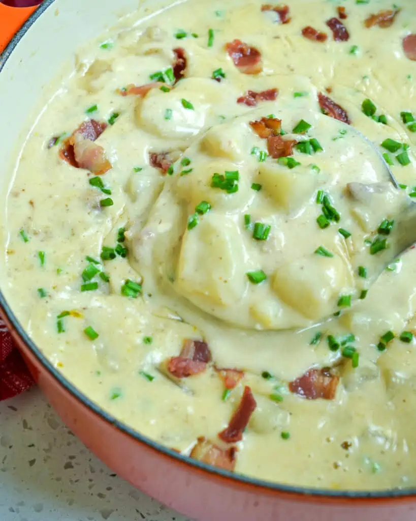 This Loaded Potato Soup is full of tender potatoes, sweet onions, crisp bacon, and chives all in a creamy cheesy broth. 