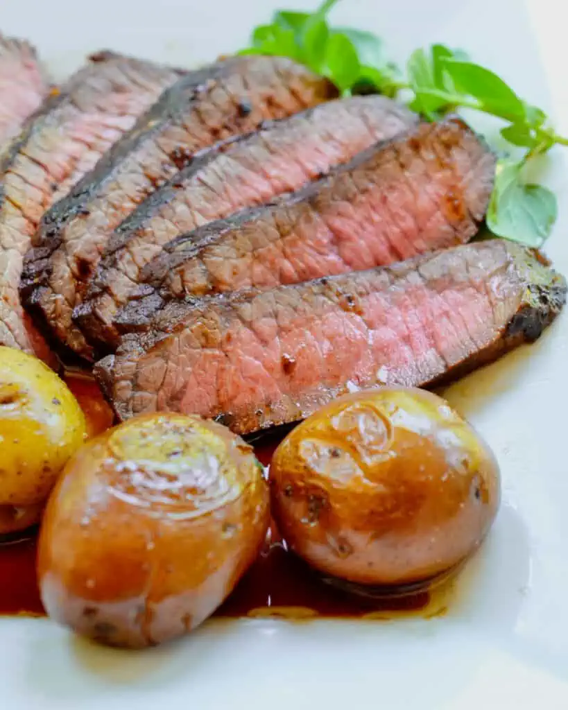 This less expensive cut of beef is marinated overnight and then seared in a skillet on the stovetop producing a flavorful, tender steak. Be sure to read my helpful recipe tips for a delicious outcome.
