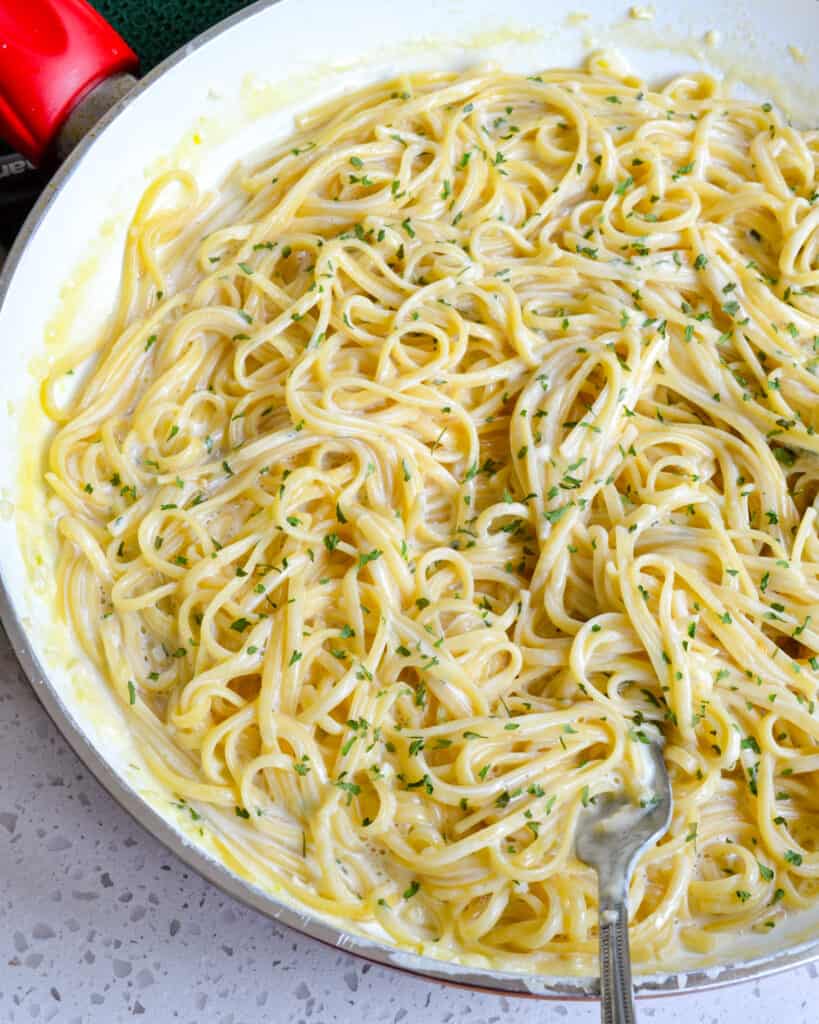 A delectable creamy garlic Parmesan Pasta that is made easy in one pot.
