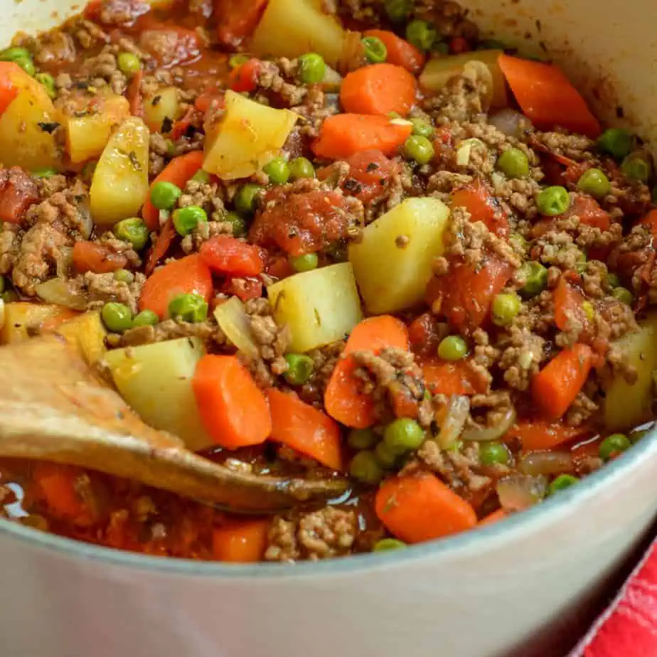 This wholesome hearty hamburger stew, also known as poor man's stew is made in less than forty minutes with ground beef, fresh vegetables, and a perfect blend of spices, most of which you may already have on hand.