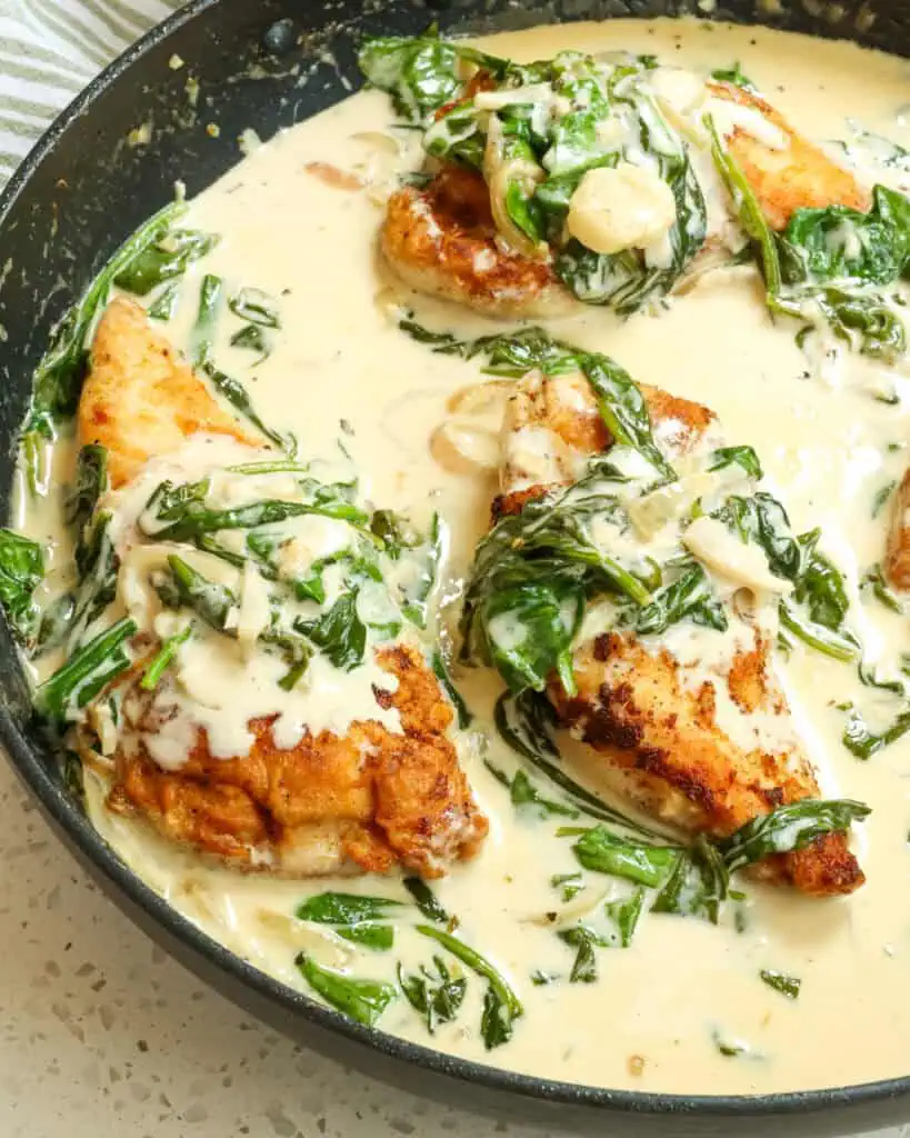 This Chicken Florentine dish is elegant enough for company yet easy enough for a weeknight dinner.