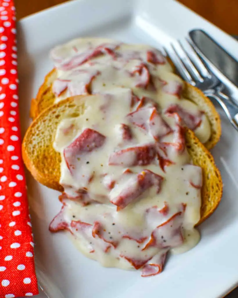 Cream chipped beef also known as shit on a shingle. 